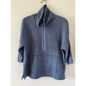 Women's Pure Jill Indigo Blue Marled Funnel Neck Pullover Sweater Hoodie Sz S